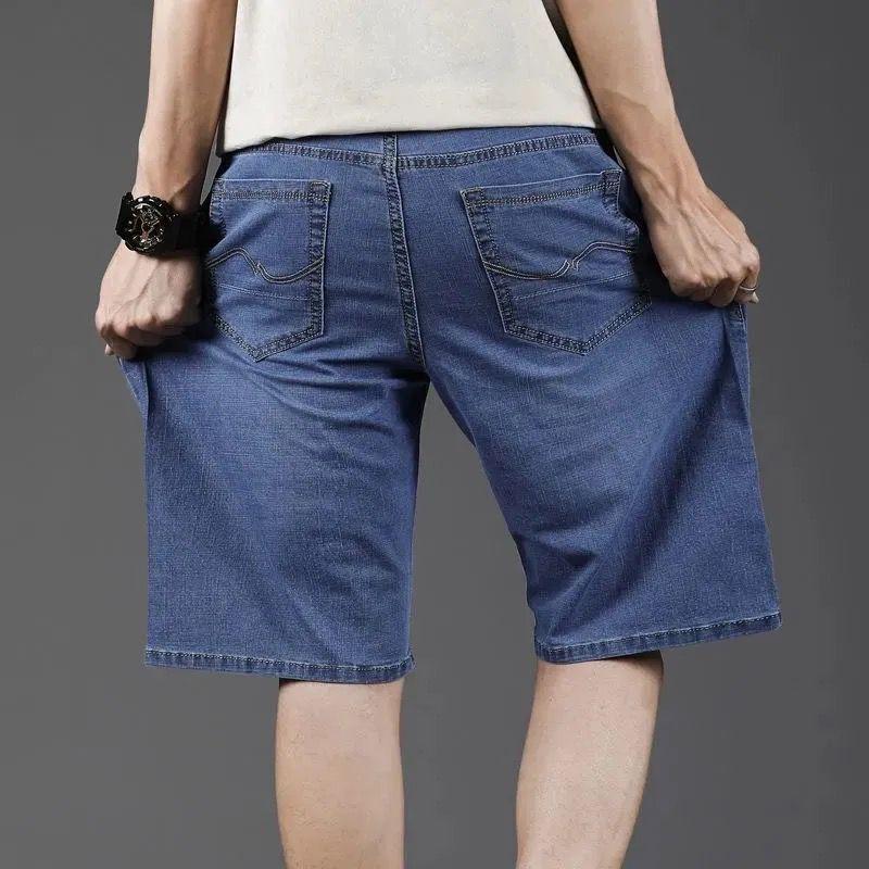 Thin Summer Denim Shorts Men's Straight Loose Five-point Pants Stretch Casual Comfortable Five-point Breeches