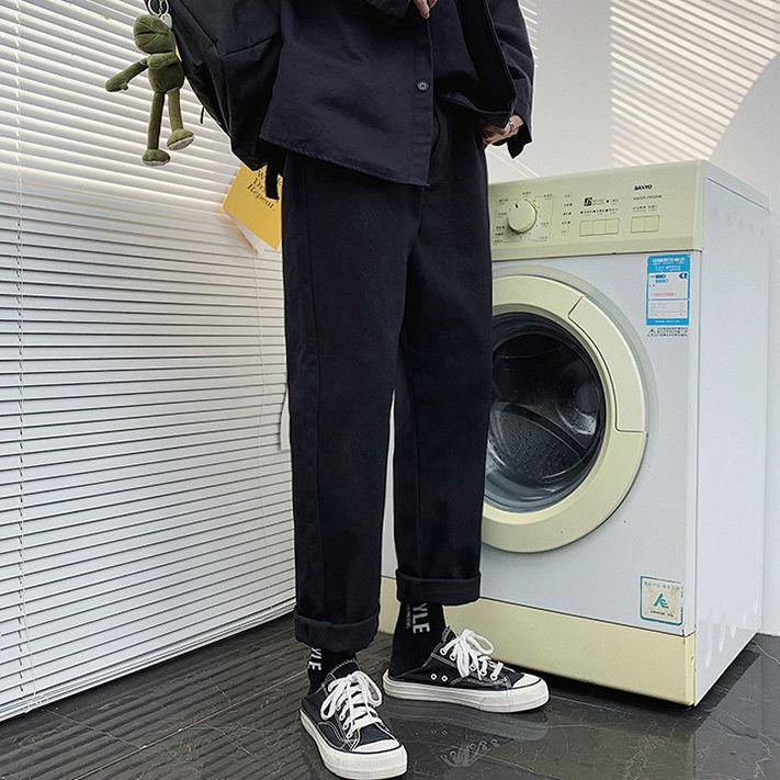 Summer Thin Straight-leg Jeans Men's Loose Casual Tether Nine-point Pants Male Students All-match Trousers