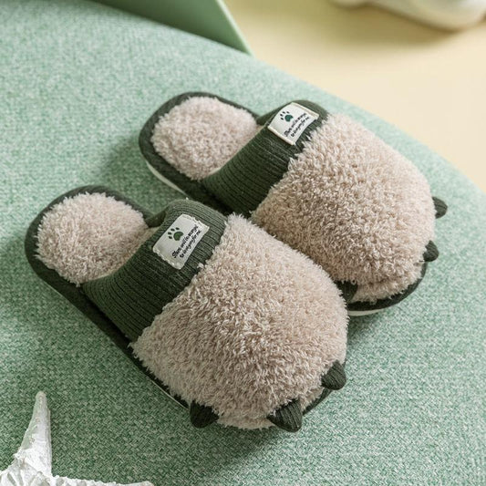 Autumn and Winter Warm Cotton Slippers with A Full Sense of Design Flat Shoes Indoor and Outdoor Non-slip Casual Slippers Light Soft Shoes