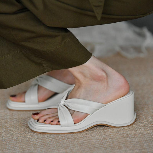 High-heeled Slippers Women's Summer Korean Version of All-match Comfortable Wedge Sandals Flip-flops Increased Sandals