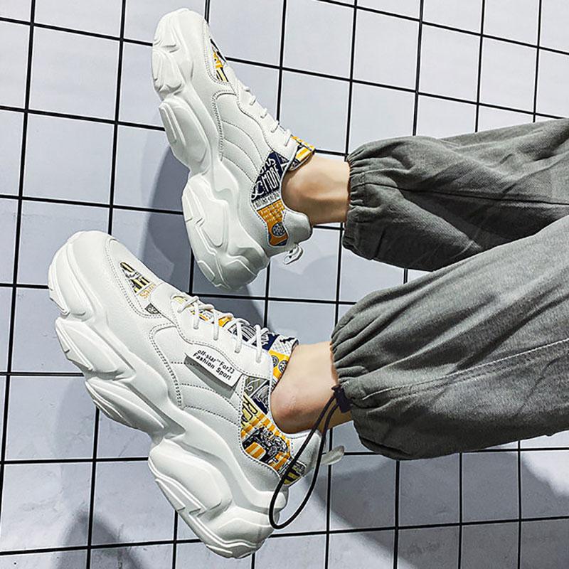Spring Autumn New Trend Thick-soled Height-increasing Shoes Casual All-match Sports Style Men's Old Shoes