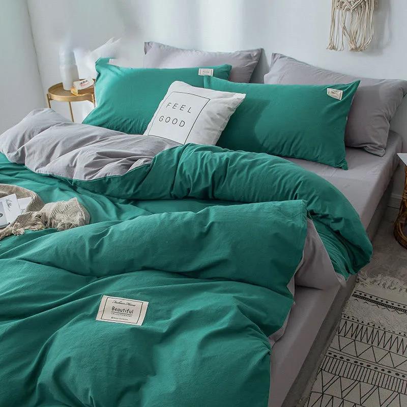 Modern Simple Pure Cotton Bedding Set Solid Color Four-piece Single Double Bed