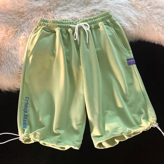 WTEMPO Drawstring Sports Shorts Women's Casual Pants Student Elastic Waist Convenient Big Pocket Gym Stadium Playground