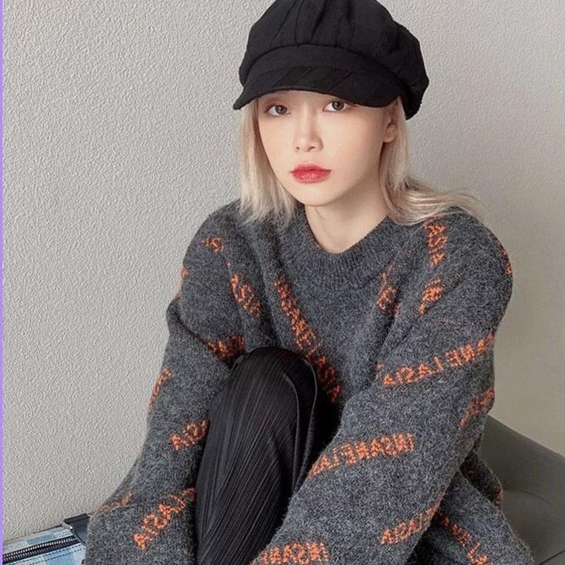 Autumn Winter Women Fashion Sweater Casual Knitting Sweater Round Neck Pullovers Loose Casual Long Sleeve Sweater