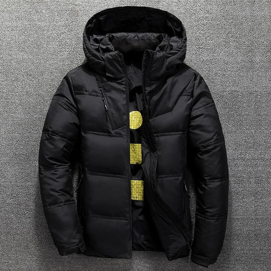 Winter Warm Men's Jacket Jacket Casual Stand-up Collar Down Thick Hood White Duck Parka Men's Winter Hooded Down Jacket