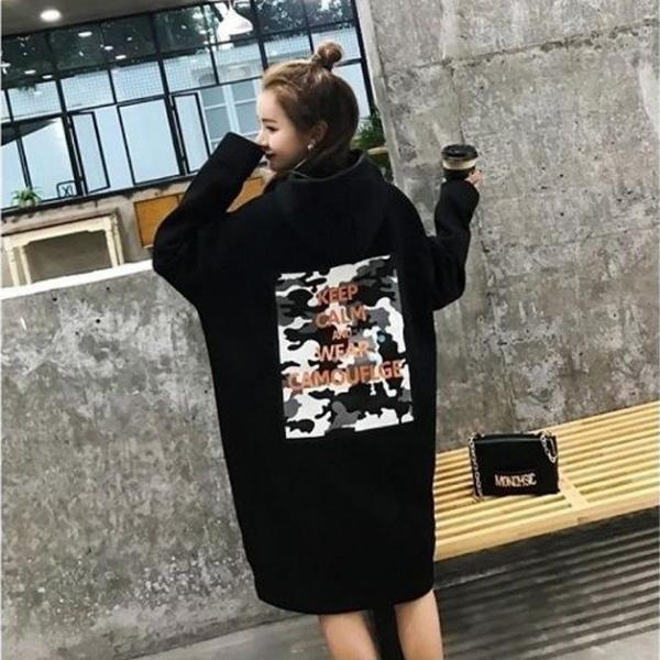 Autumn and Winter Hooded Plus Size Sweater Mid-length Loose Padded Base Skirt