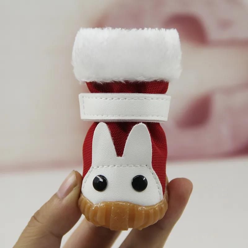 Pet Shoes 4 Pieces/Set Of Outdoor Indoor Pet Dog Winter Anti-Skid Comfy Walking Warm Cozy Fleece Waterproof Shoes Snow Boots Dog Cat Boot Socks