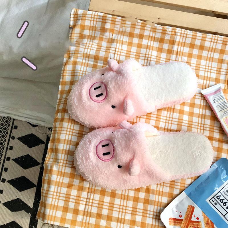 Cotton Slippers Female Cute Piggy Slippers Female Winter Plush Warm Home Baotou Slippers Soft and Breathable Comfortable