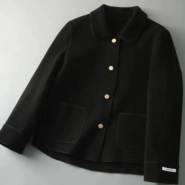 Lapel Short Jacket Women's Spring and Autumn Temperament Casual Loose All-match Woolen Top