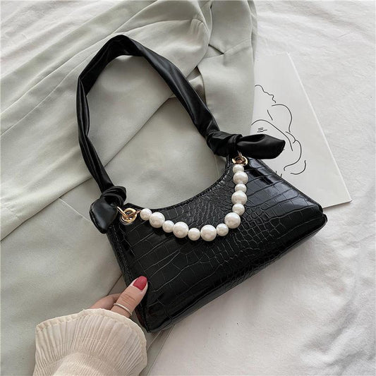 Crocodile Pattern Small PU Leather Armpit Bag For Women Shoulder Handbags Lady Simple Hand Bag Beautiful
