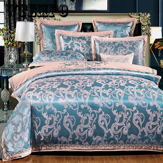 Luxury Jacquard Bedding Sets King Size Wedding Satin Duvet Cover Bed Sheet Set Pillowcases