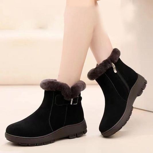 Winter Plus Velvet Warm Soft Non-slip Women's Shoes Short Tube Flat Cotton Boots