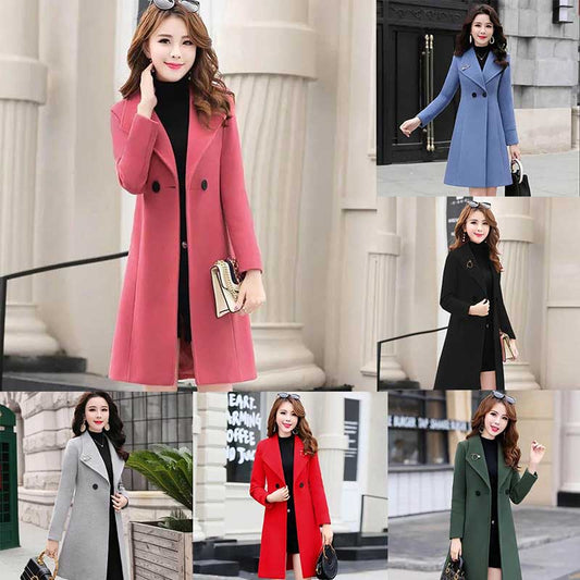 Long Phoenix Woolen Coat Women's Mid-length Korean Style Autumn and Winter Slim Woolen Coat