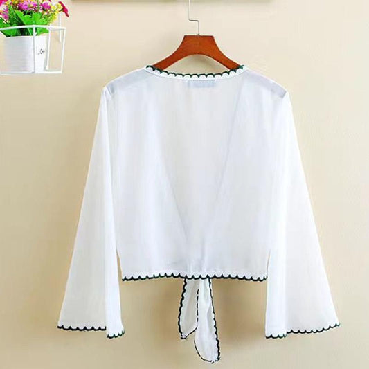 Shawl Cardigan Women's Summer Waistcoat All-match Sun Protection Clothing Thin Section Short Outer Chiffon Shirt