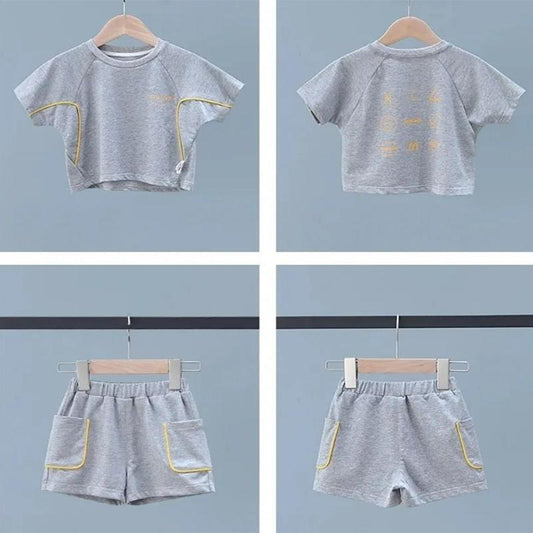 Summer Handsome Baby Children Children Foreign Style Summer Clothes Trend Boys Short-sleeved Net Red Sports Suit