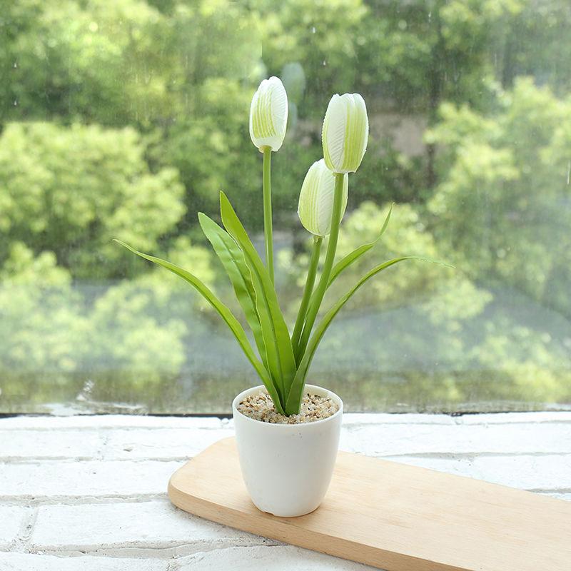Fake Flower Tulip Bonsai Simulation Flower Creative Home Interior Dining Table Living Room Decoration Simulation Plant Artificial Flower