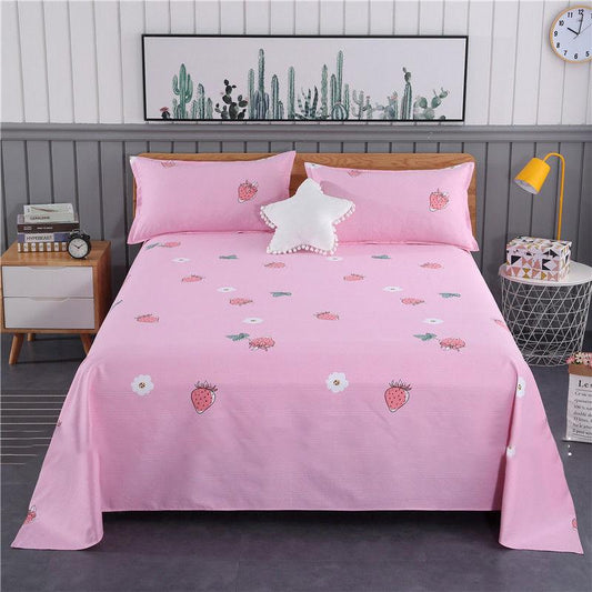 Three-piece Cotton Bed Sheet Full Sleep Single Fine Grain Coarse Cloth Non-fading Cotton Fabric Sweat-absorbent Breathable and Warm All Seasons