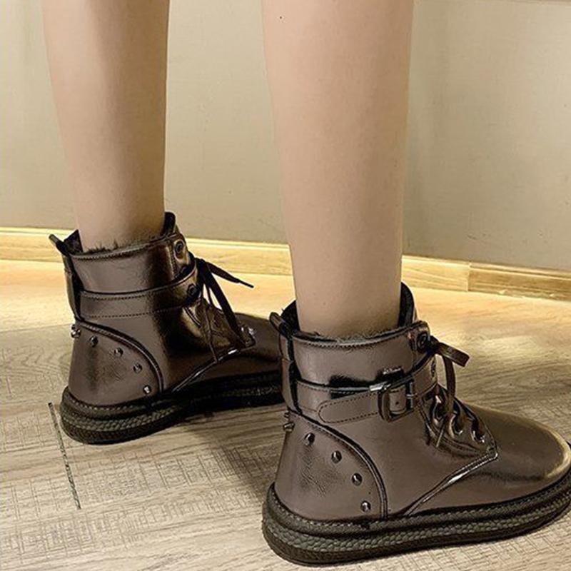 Snow Boots Women Winter Short Tube All-match Martin Boots Plus Velvet Padded Short Boots Cotton Shoes