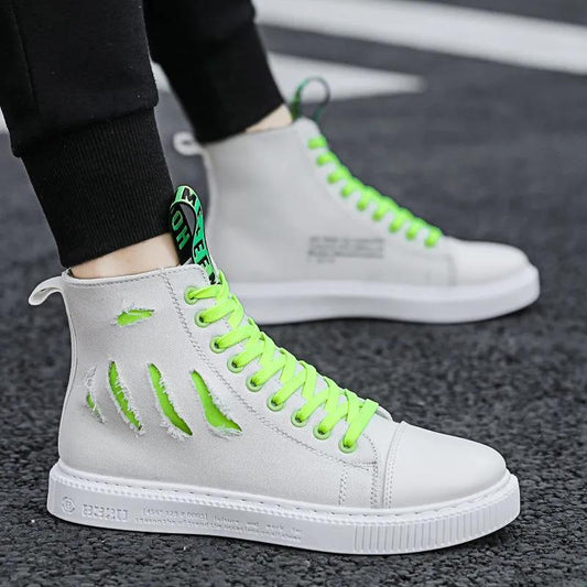 Summer Breathable Canvas High-top Men's Shoes Men's Korean Style Trendy All-match Sports Casual Shoes