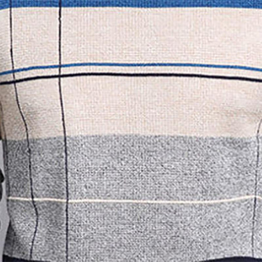 Genuine Men's Sweatshirts Long-sleeved Knit Sweater Plus Velvet Thick Sweater Youth Autumn and Winter Round Neck Stripes
