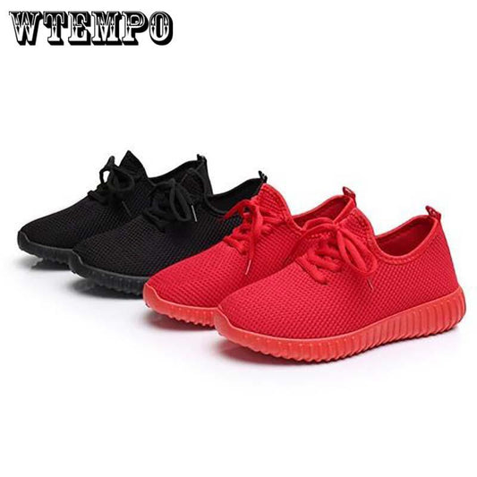 Women Black Sneakers Summer Fashion Mesh Lace Up Casual Shoes Ladies Flat Shoes