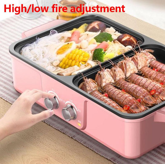 1300W 4 Person BBC Heat Pot Machine Fried Steak Pan Multi-purpose Grill Pan Smokeless Nonstick Pot for Family