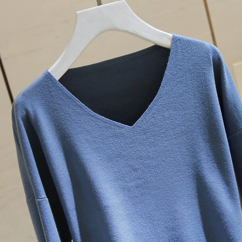 Winter Loose Long-sleeved V-neck Sweater Women Warm Sexy Sweatshirts Bottoming Shirt Women