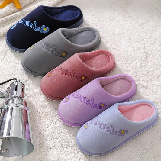 Pattern Design Cotton Slippers for Indoor Warmth In Autumn and Winter Flat Shoes for Leisure and Entertainment