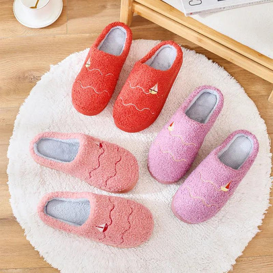 Autumn and Winter Pure Cotton Slippers Indoor Non-slip Soft-soled Shoes Warm Simple Plush Cotton Shoes