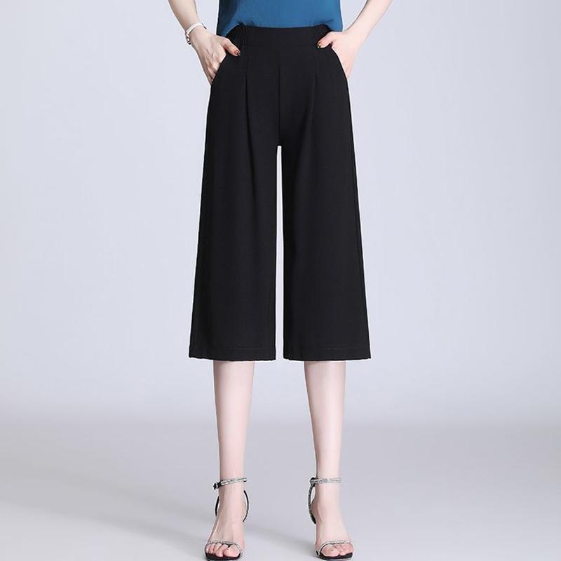 Summer Thin Cropped High-waisted Wide-leg Pants Loose and Thin Plus Size Casual Pants Women