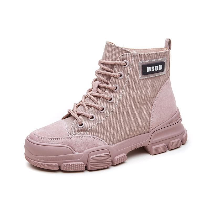 Summer Breathable British Style Female Martin Boots All-match Student High-top Canvas Short Boots