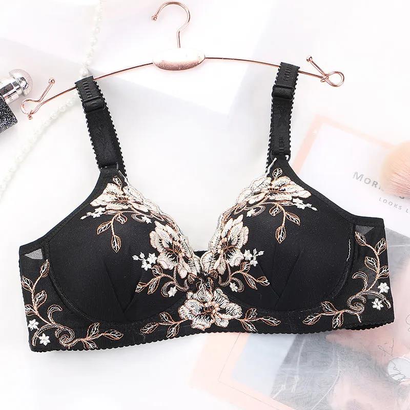 Ladies Underwear Spring Summer Style Gather Thin Section No Steel Ring Embroidered Breathable Beautiful Back Seamless Bra