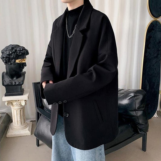 Suit Men's Autumn and Winter Fleece Casual Suit Jacket Loose All-match Long-sleeved Warm Jacket Comfortable and Breathable