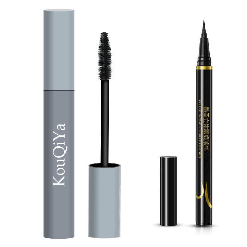 Cute black mascara women non-smooth stretch anti-sweat slender curl long dense Not to discolor
