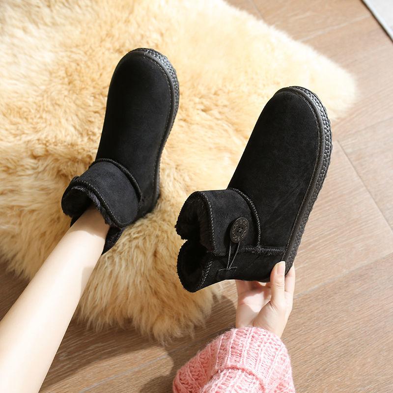 Women's Winter Plus Velvet Padded Snow Boots Button Cotton Shoes Warm Snow Cotton Short Boots