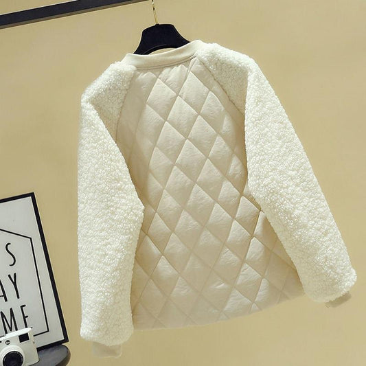 Winter Fashion Down Jacket Large Size Loose Thick Lamb Wool Coat Casual All-match Winter Warm Cotton Jacket Quilted Jackets