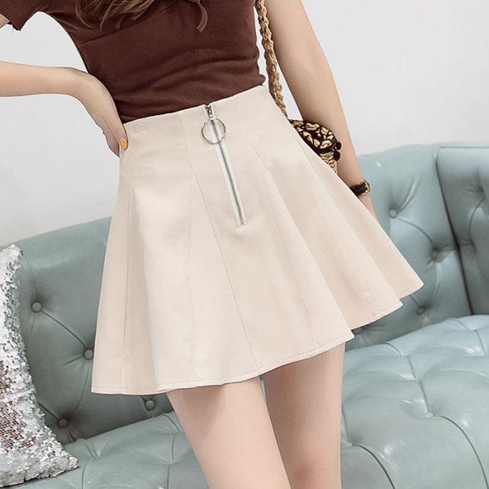 Pofulove Women High-waist Thin Chiffon Skirt Anti-light Student Mini A-line Skirts Puff Skirt