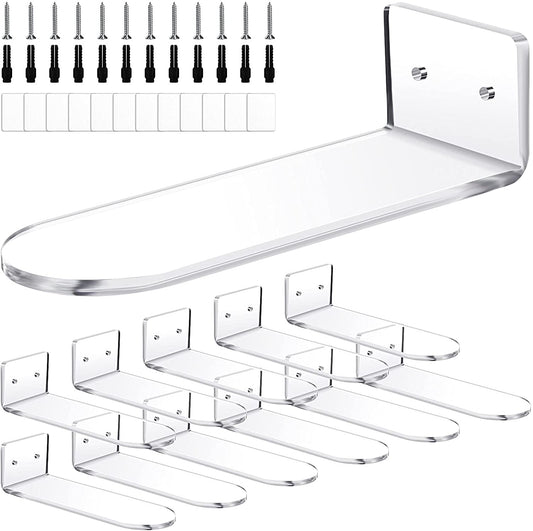 12-Piece Floating Shoe Display Stand for Wall Mount Including Acrylic Floating Sneaker Stand Shoe Rack with Phillips Screws, Extension Tube and Tape