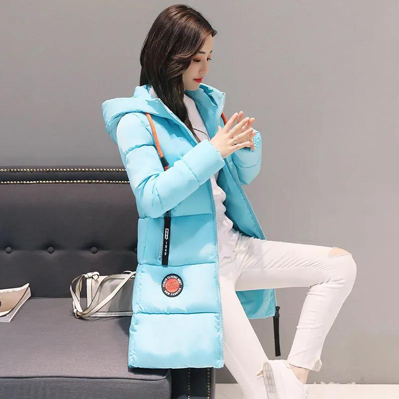 Winter Down Jacket Thick Cotton Padded Hooded Jacket Women's Loose Plus Size Parka Mid-length Coat