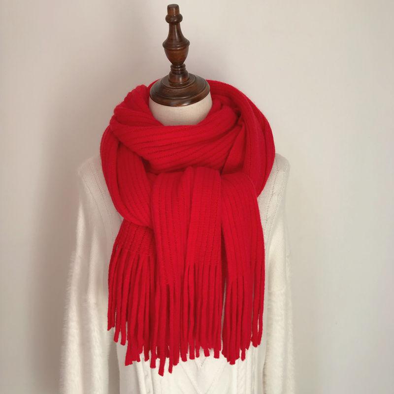 Autumn and Winter Scarf Korean Fashion Wild Knit Scarf Shawl Thick Warmth Tassel Ladies Scarf Cloak