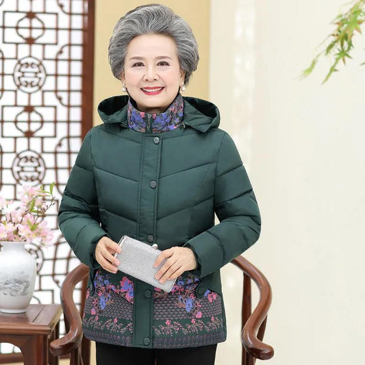 Middle-aged and Elderly Women's Padded Jacket Thickened Mother's Padded Jacket Short Section of The Elderly Winter Women