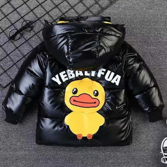 Children's Clothing Wash-free Down Winter Warmth Middle and Small Children's Padded Jacket Male Baby Little Yellow Duck Pattern Cotton Jackets