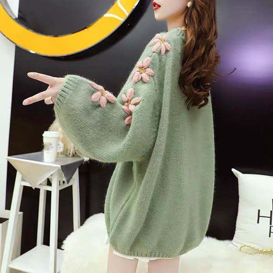 Autumn Winter Women Fashion Sweater Casual Knitting Sweater Round Neck Pullovers Loose Casual Long Sleeve Sweater
