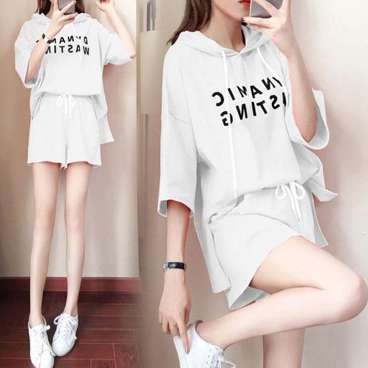 Women's Summer Loose Casual Running Sportswear Is Taller Two-piece Sports Loose T-shirt + Wide-leg Shorts Suit Is Thin Two-piece