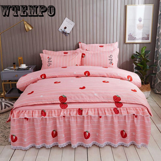 Cotton Bed Linen Lace Bedding Set Luxury Embroidery Bed Sheet Set Bedding Set Queen/king Size