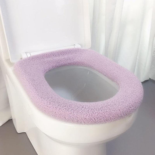 Toilet Cushion Toilet Seat Gasket Cushion Thickening Plus Velvet Warming Pad Solid Color Household Toilet Seat Cover To Keep Warm