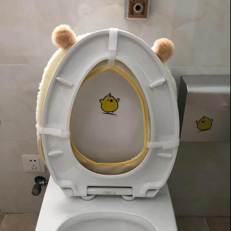 Cartoon Cute Household Toilet Seat Cover Plush Corgi Butt Universal Four Seasons Toilet Winter Toilet Cushion Trap