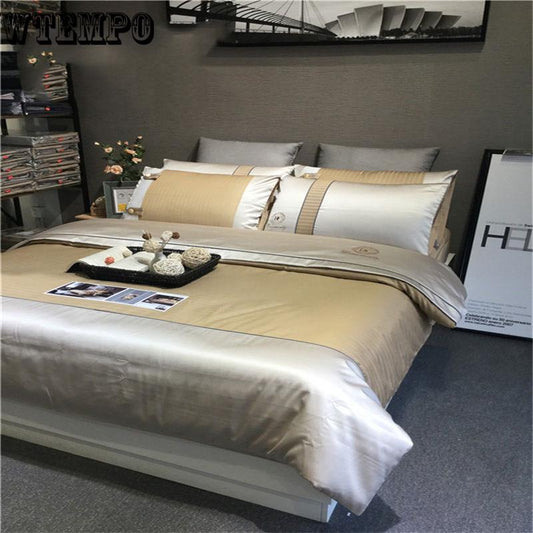 Duvet Cover Egyptian Cotton Silky Bed Set Bedclothes Summer Cool Imitated Silk Bedding Set