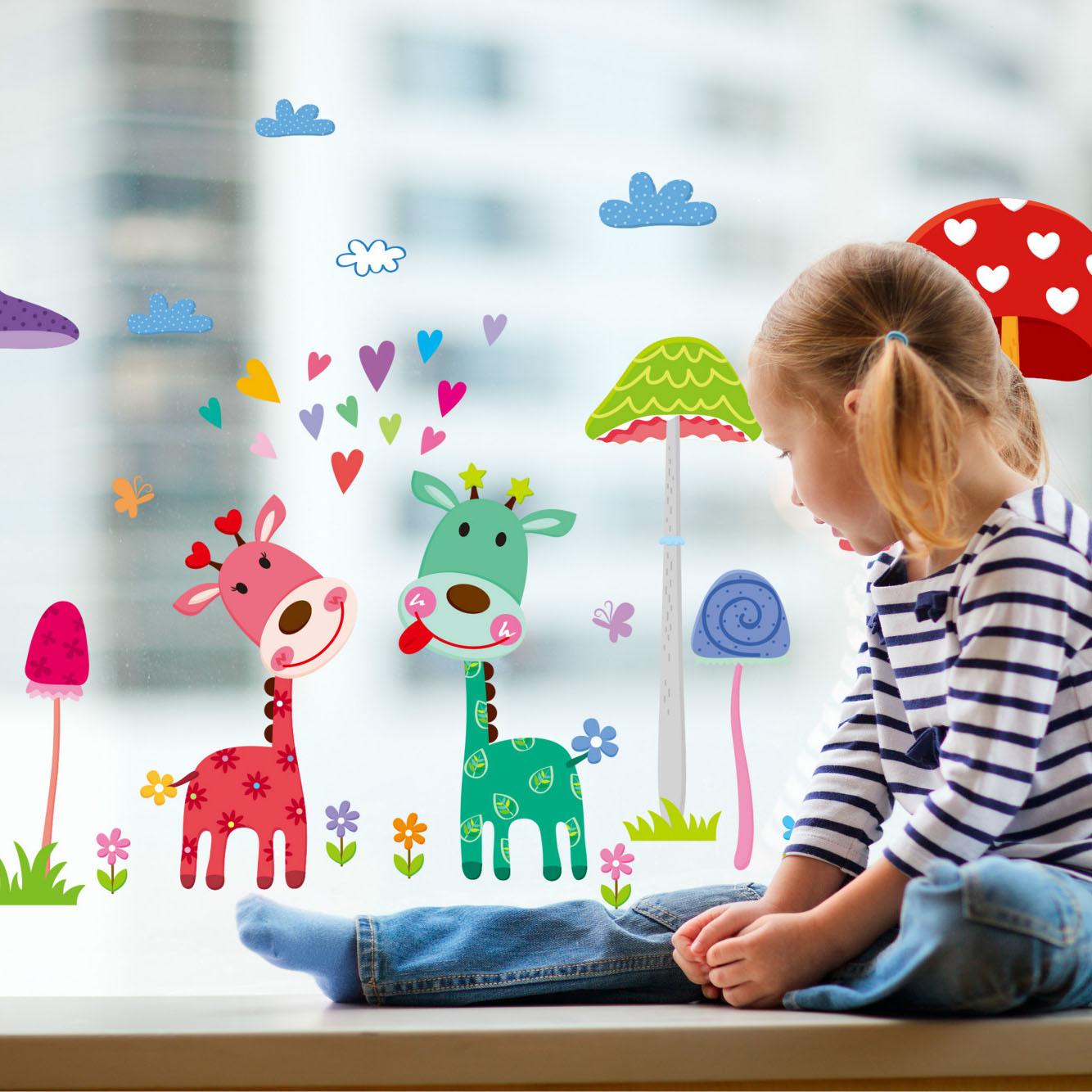 Mushroom forest wall stickers children room kindergarten background decoration cartoon stickers