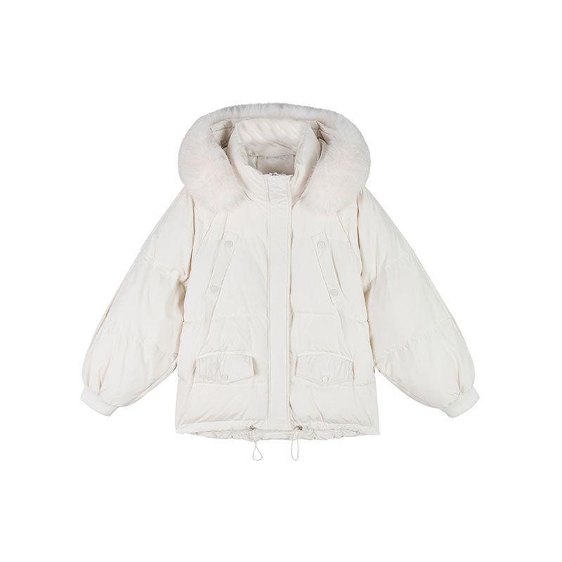 Hooded Big Fur Collar Short Lightweight Cotton Jacket Women Winter Loose Bread Jacket Thickened Warm Winter Cotton Jacket Thickened Jacket